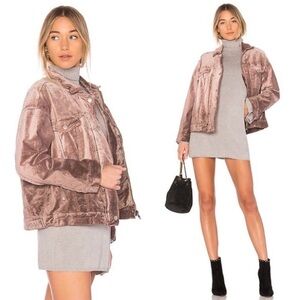 EUC Free People Dusty Rose/Mauve Corduroy Trucker Denim Jacket